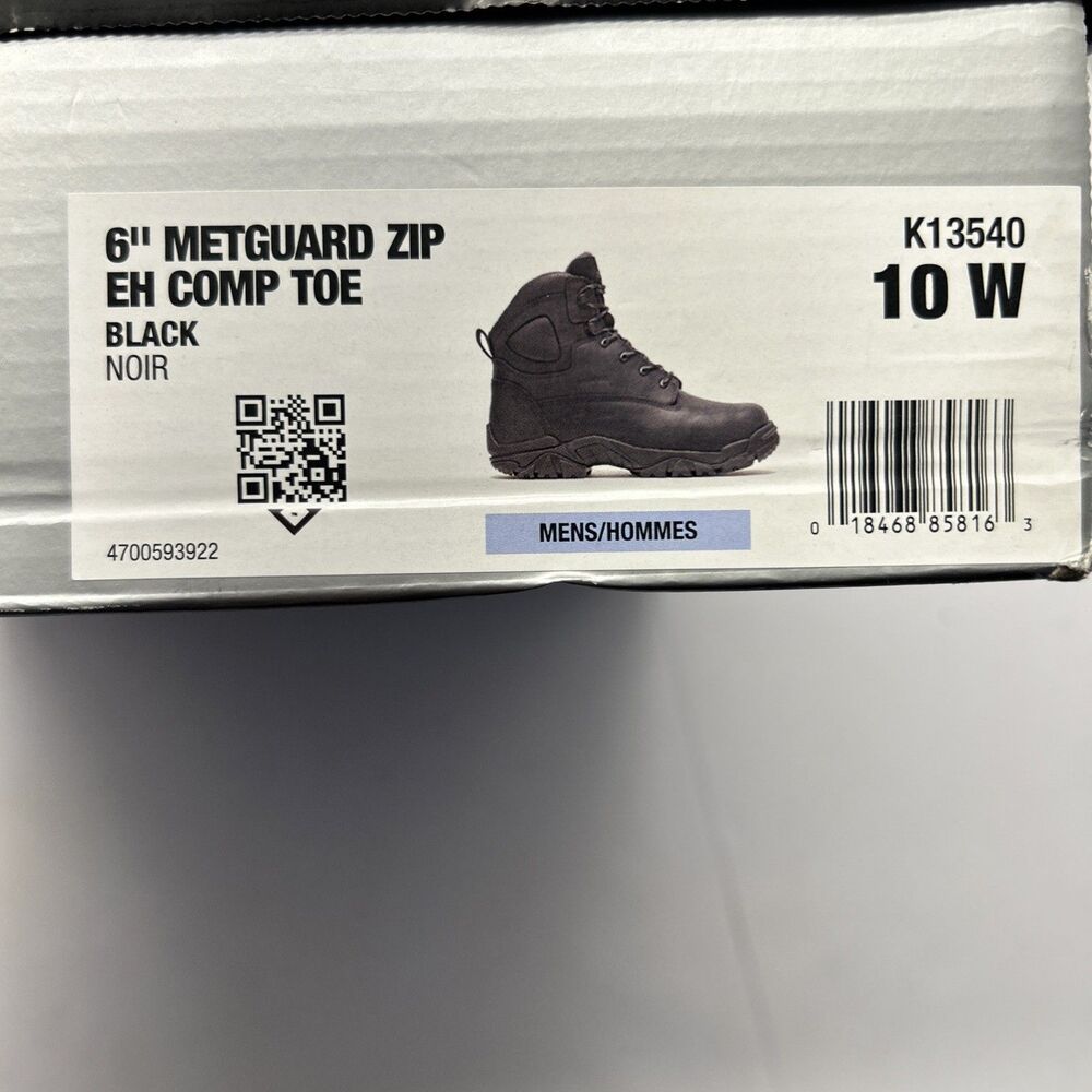 Men's 6" Metguard Zip EH Comp Toe Black  Lace/Zip Heavy Duty Work Boot  SZ 10W - Picture 9 of 9